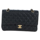CHANEL Chain Matelasse 25 Shoulder Bag Caviar Skin Black Gold CC Auth BA16026SV-13