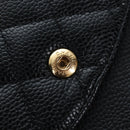 CHANEL Chain Matelasse 25 Shoulder Bag Caviar Skin Black Gold CC Auth BA16026SV-9