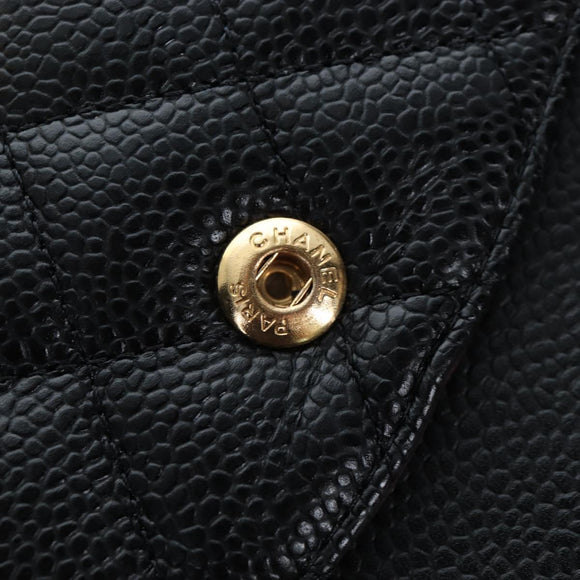 CHANEL Chain Matelasse 25 Shoulder Bag Caviar Skin Black Gold CC Auth BA16026SV