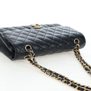CHANEL Chain Matelasse 25 Shoulder Bag Caviar Skin Black Gold CC Auth BA16026SV-6