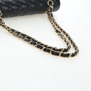 CHANEL Chain Matelasse 25 Shoulder Bag Caviar Skin Black Gold CC Auth BA16026SV-7