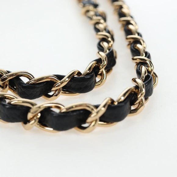 CHANEL Chain Matelasse 25 Shoulder Bag Caviar Skin Black Gold CC Auth BA16026SV