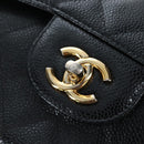 CHANEL Chain Big Matelasse30 Bag Caviar Skin Black Gold CC Auth BA16027SAV-20