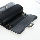 CHANEL Chain Big Matelasse30 Bag Caviar Skin Black Gold CC Auth BA16027SAV-21