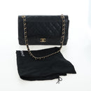 CHANEL Chain Big Matelasse30 Bag Caviar Skin Black Gold CC Auth BA16027SAV-12