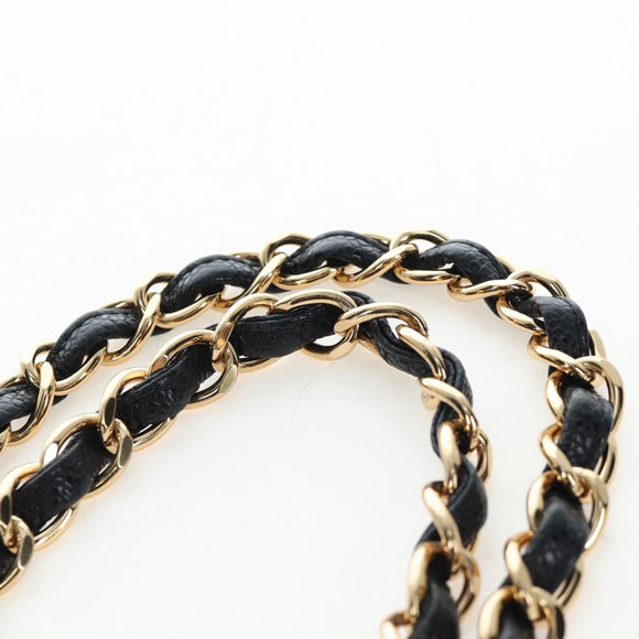 CHANEL Chain Big Matelasse30 Bag Caviar Skin Black Gold CC Auth BA16027SAV