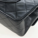 CHANEL Chain Matelasse25 Shoulder Bag Lamb Skin Black Gold CC Auth BA16028SAV-14