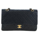 CHANEL Chain Matelasse25 Shoulder Bag Lamb Skin Black Gold CC Auth BA16028SAV-2