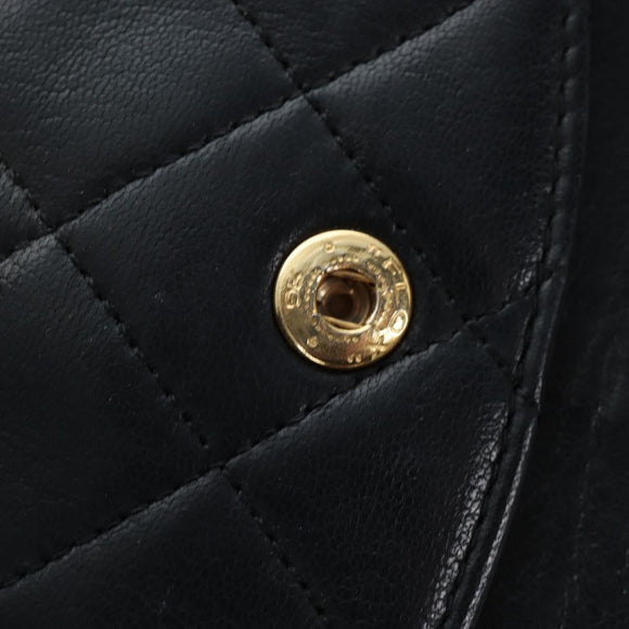 CHANEL Chain Matelasse25 Shoulder Bag Lamb Skin Black Gold CC Auth BA16028SAV