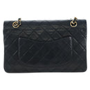 CHANEL Chain Matelasse25 Shoulder Bag Lamb Skin Black Gold CC Auth BA16028SAV-3