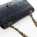 CHANEL Chain Matelasse25 Shoulder Bag Lamb Skin Black Gold CC Auth BA16028SAV-6