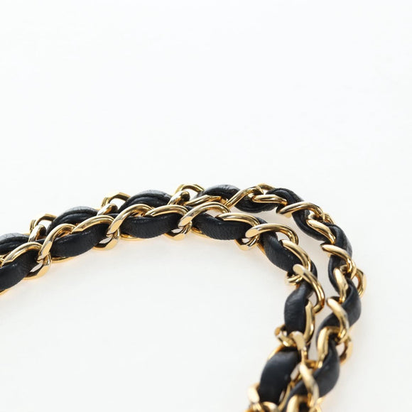 CHANEL Chain Matelasse25 Shoulder Bag Lamb Skin Black Gold CC Auth BA16028SAV