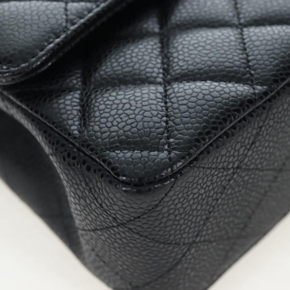 CHANEL Chain Matelasse 25 Shoulder Bag Caviar Skin Black Gold CC Auth BA16029SV