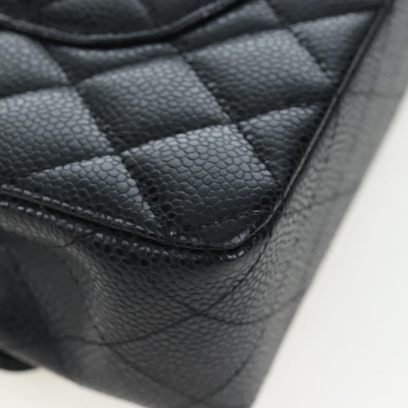 CHANEL Chain Matelasse 25 Shoulder Bag Caviar Skin Black Gold CC Auth BA16029SV