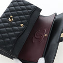 CHANEL Chain Matelasse 25 Shoulder Bag Caviar Skin Black Gold CC Auth BA16029SV-24