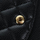 CHANEL Chain Matelasse 25 Shoulder Bag Caviar Skin Black Gold CC Auth BA16029SV-25