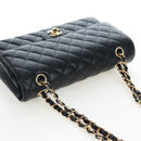 CHANEL Chain Matelasse 25 Shoulder Bag Caviar Skin Black Gold CC Auth BA16029SV-6