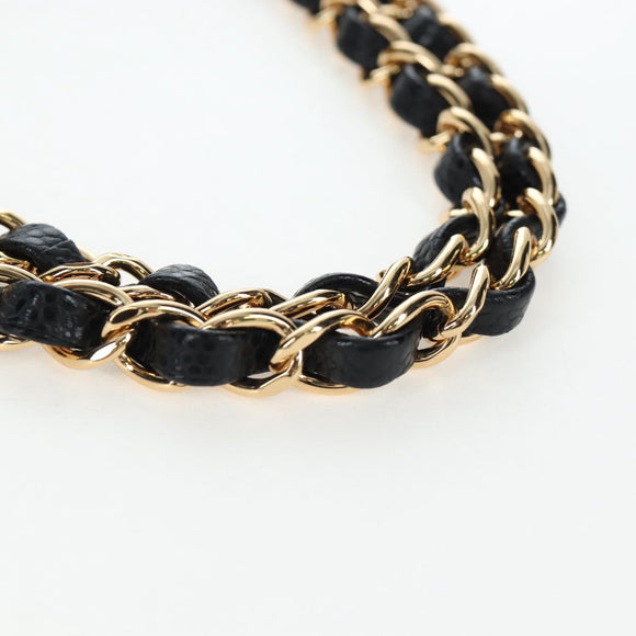 CHANEL Chain Matelasse 25 Shoulder Bag Caviar Skin Black Gold CC Auth BA16029SV