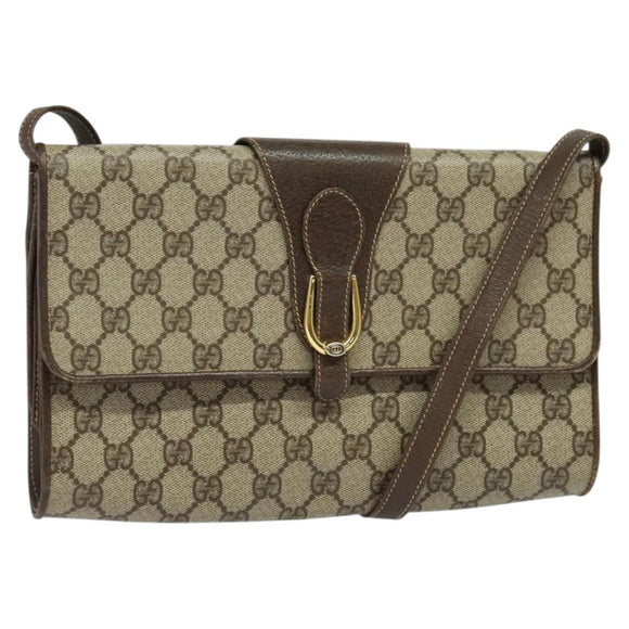 GUCCI GG Supreme Shoulder Bag PVC Beige Gold 904 02 050 Auth BA1603