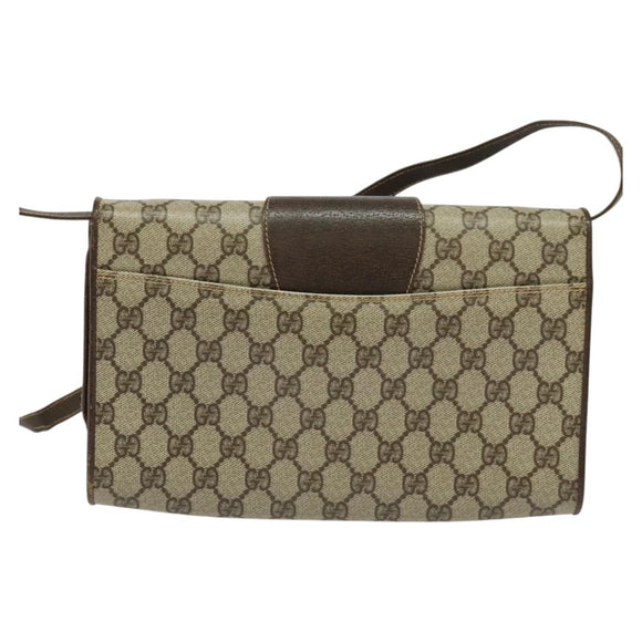 GUCCI GG Supreme Shoulder Bag PVC Beige Gold 904 02 050 Auth BA1603