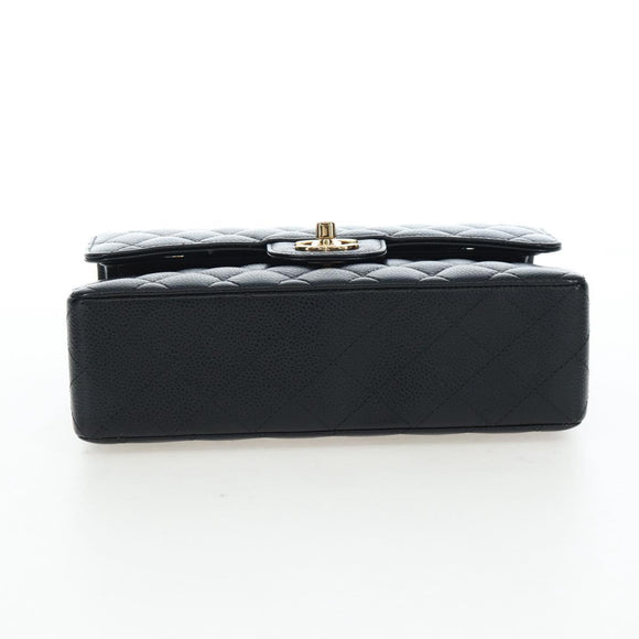 CHANEL Chain Matelasse 23 Shoulder Bag Caviar Skin Black Gold CC Auth BA16030SV