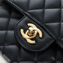 CHANEL Chain Matelasse 23 Shoulder Bag Caviar Skin Black Gold CC Auth BA16030SV-19