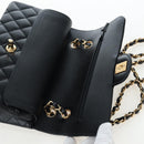 CHANEL Chain Matelasse 23 Shoulder Bag Caviar Skin Black Gold CC Auth BA16030SV-9