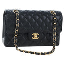 CHANEL Chain Matelasse 23 Shoulder Bag Caviar Skin Black Gold CC Auth BA16030SV-1