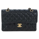 CHANEL Chain Matelasse 23 Shoulder Bag Caviar Skin Black Gold CC Auth BA16030SV-13