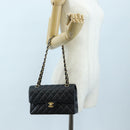 CHANEL Chain Matelasse 23 Shoulder Bag Caviar Skin Black Gold CC Auth BA16030SV-32
