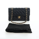 CHANEL Chain Matelasse 23 Shoulder Bag Caviar Skin Black Gold CC Auth BA16030SV-12