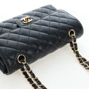 CHANEL Chain Matelasse 23 Shoulder Bag Caviar Skin Black Gold CC Auth BA16030SV-6