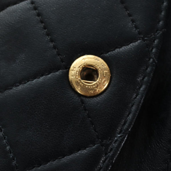 CHANEL Chain Matelasse 23 Shoulder Bag Lamb Skin Black Gold CC Auth BA16032SAV