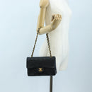 CHANEL Chain Matelasse 23 Shoulder Bag Lamb Skin Black Gold CC Auth BA16032SAV-31