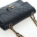 CHANEL Chain Matelasse 23 Shoulder Bag Lamb Skin Black Gold CC Auth BA16032SAV-7