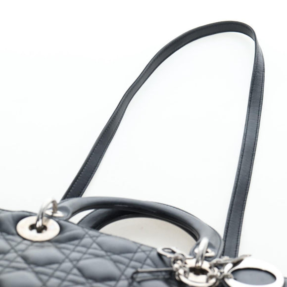 Christian Dior Canage Lady Dior Large Bag Lamb Skin 2way Black Auth BA16035V