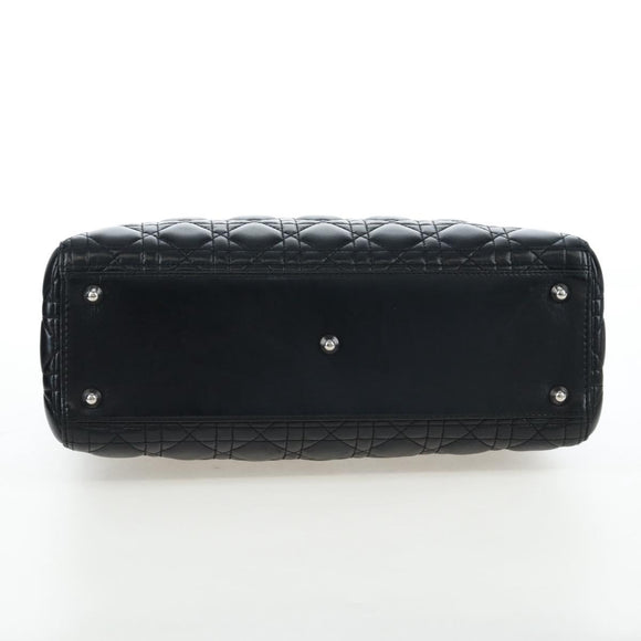 Christian Dior Canage Lady Dior Large Bag Lamb Skin 2way Black Auth BA16035V