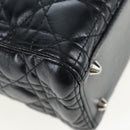 Christian Dior Canage Lady Dior Large Bag Lamb Skin 2way Black Auth BA16035V-12