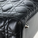 Christian Dior Canage Lady Dior Large Bag Lamb Skin 2way Black Auth BA16035V-14
