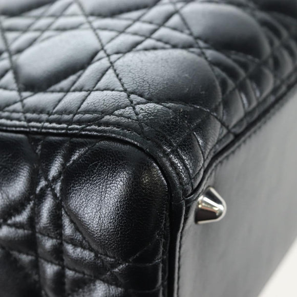 Christian Dior Canage Lady Dior Large Bag Lamb Skin 2way Black Auth BA16035V