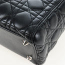 Christian Dior Canage Lady Dior Large Bag Lamb Skin 2way Black Auth BA16035V-15