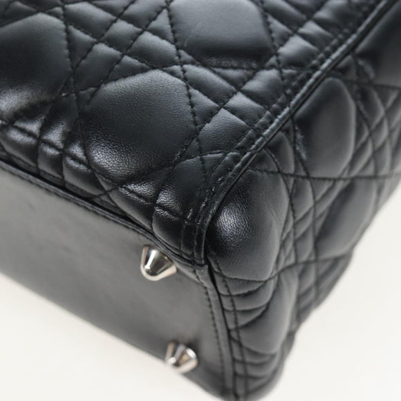 Christian Dior Canage Lady Dior Large Bag Lamb Skin 2way Black Auth BA16035V