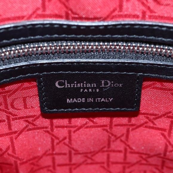 Christian Dior Canage Lady Dior Large Bag Lamb Skin 2way Black Auth BA16035V