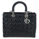 Christian Dior Canage Lady Dior Large Bag Lamb Skin 2way Black Auth BA16035V-2