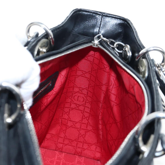 Christian Dior Canage Lady Dior Large Bag Lamb Skin 2way Black Auth BA16035V