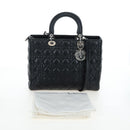 Christian Dior Canage Lady Dior Large Bag Lamb Skin 2way Black Auth BA16035V-27