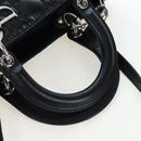 Christian Dior Canage Lady Dior Large Bag Lamb Skin 2way Black Auth BA16035V-7