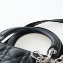 Christian Dior Canage Lady Dior Large Bag Lamb Skin 2way Black Auth BA16035V-8