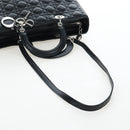 Christian Dior Canage Lady Dior Large Bag Lamb Skin 2way Black Auth BA16035V-9