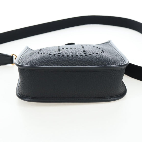 HERMES Evelyn 16 TPM Shoulder Bag Leather Black Gold Auth BA16042SV